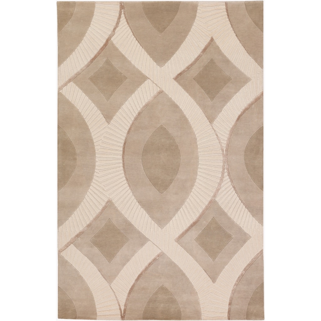 Hand-knotted Aylesbury Ivory Moroccan Pattern Wool Area Rug - 5' x 8'