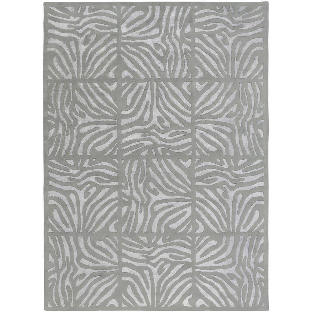 Hand-tufted Grey Zebra Animal Print Clichy Wool Area Rug - 8' x 11'