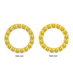 10k Gold Synthetic Golden Topaz Circle Earrings Gemstone Earrings