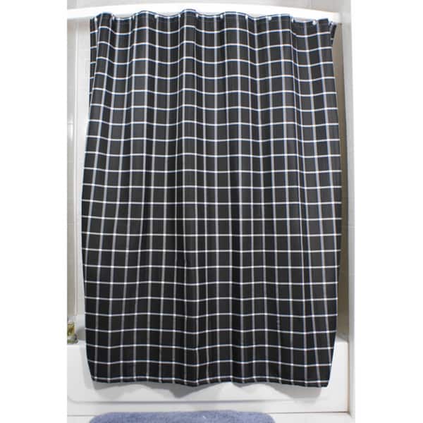 Lincoln Black Grid Shower Curtain - Overstock - 6349585