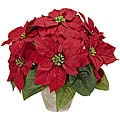 Poinsettia w/Ceramic Vase Silk Flower Arrangement
