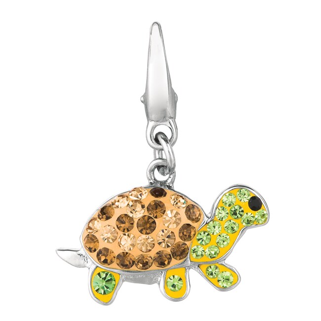 Sterling Silver Crystal Turtle Charm  ™ Shopping   Big