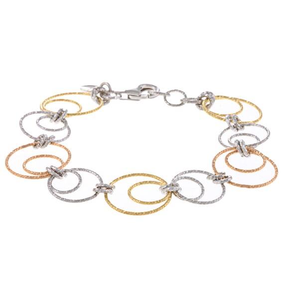 slide 1 of 4, La Preciosa Sterling Silver Tri-Color Circle Link Bracelet
