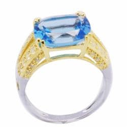 De Buman 18k Gold and Silver Topaz and Cubic Zirconia Ring Gemstone Rings