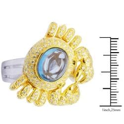 De Buman 18k Gold and Silver Swiss Topaz and Cubic Zirconia Ring Gemstone Rings