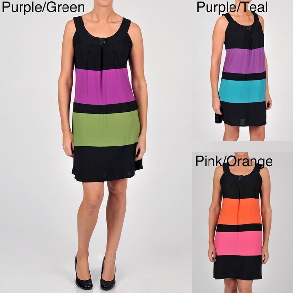 Shop Tiana B Women's Colorblock Sleeveless Trapeze Jersey Dress - Free ...