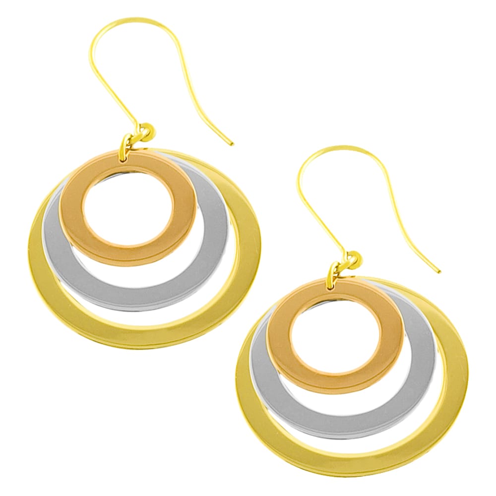 Fremada 14k Tri-color Gold Graduated Open Disc Dangle Earrings - Free