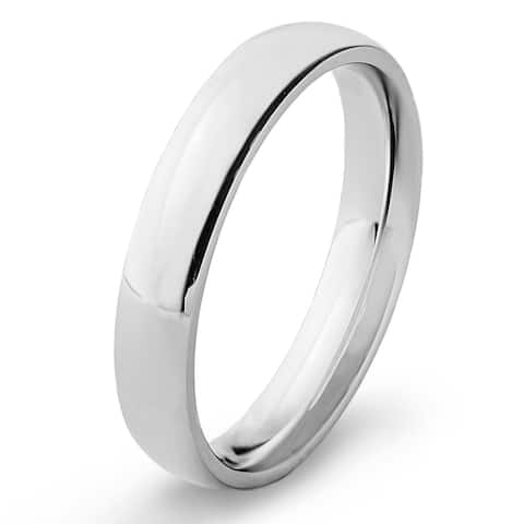 Polished Stainless Steel Traditional Wedding Band - 4mm Wide