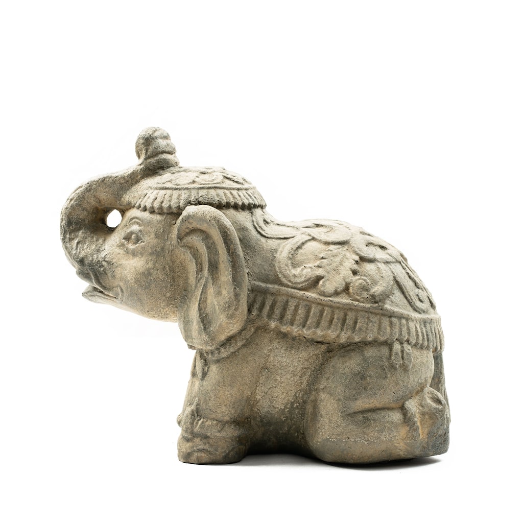 Handmade Stone Flamboyant Elephant Statue