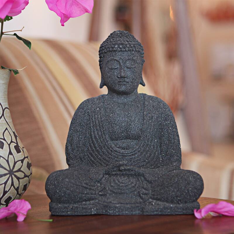 Stone Serene Buddha Statuette (Indonesia)
