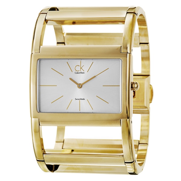 Calvin Klein Women's 'Dress X' Yellow Gold Plated Stainless Steel Silver Dial Quartz Watch Calvin Klein Women's Calvin Klein Watches