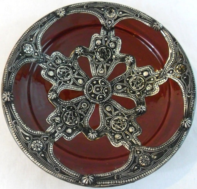 Majestique Ceramic and Metal Decorative Plate (Morocco)