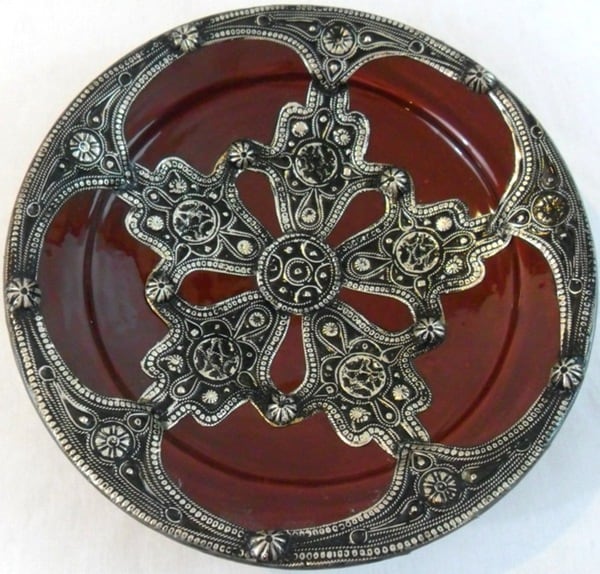 Majestique Ceramic and Metal Decorative Plate (Morocco)