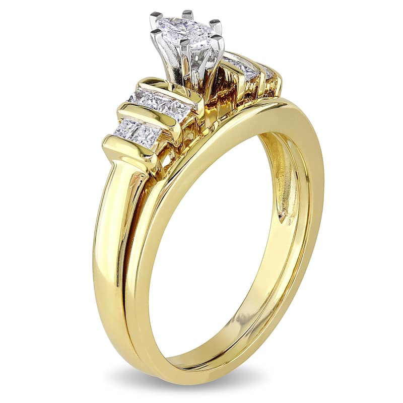 Miadora 14k Two-tone Gold 1/2ct TDW Diamond Bridal Ring Set