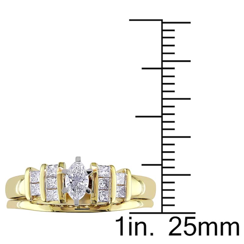 Miadora 14k Two-tone Gold 1/2ct TDW Diamond Bridal Ring Set