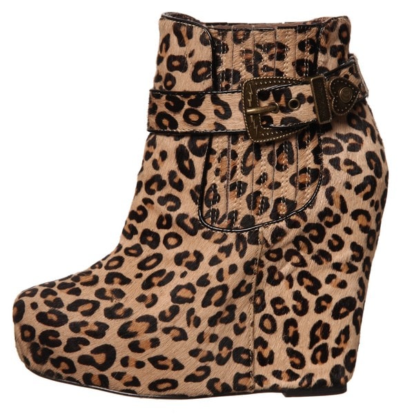 betsey johnson leopard booties