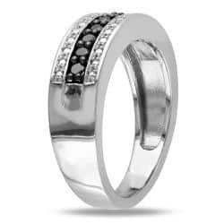 Miadora Sterling Silver 1/4 CT TDW Round Black Diamonds Ring