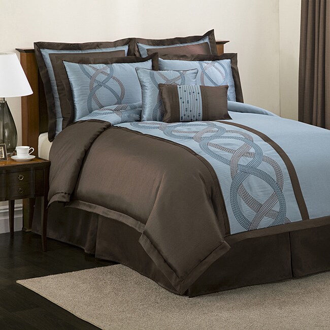 Shop Lush Decor Talon Blue Brown 8 Piece Comforter Set Overstock 6356228