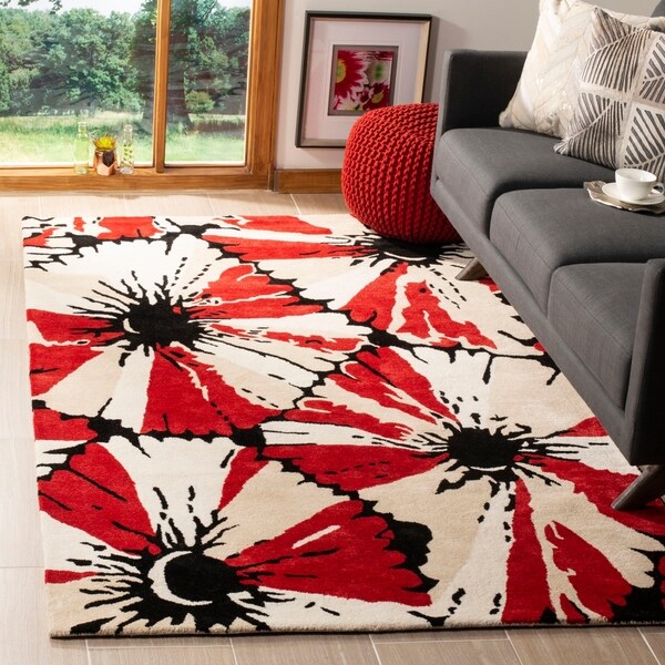 Safavieh Handmade New Zealand Wool Floral Brown Rug - 7'6 x 9'6