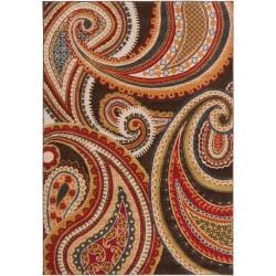 Meticulously Woven Contemporary Brown/Red Floral Paisley Floral Carnation Rug (2'2 x 3') Accent Rugs