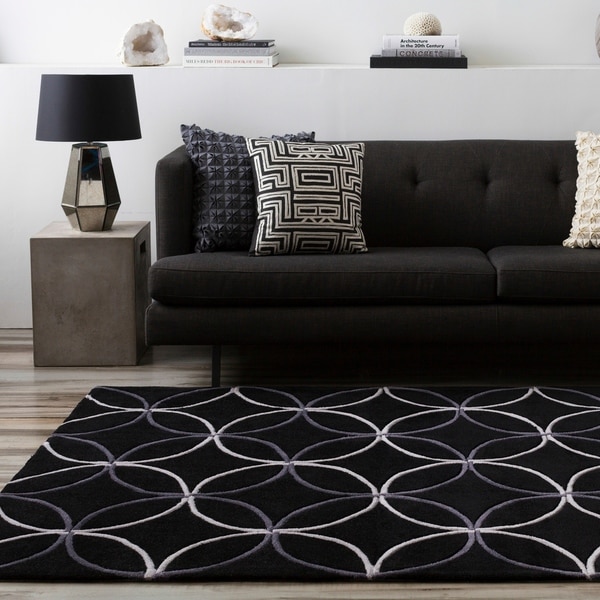 Hand-tufted Contemporary Alston Black Geometric Abstract Area Rug - 9' x 13'