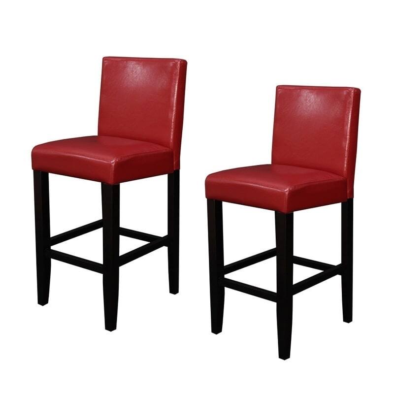 Villa Faux Leather Red Counter Stools (Set of 2)