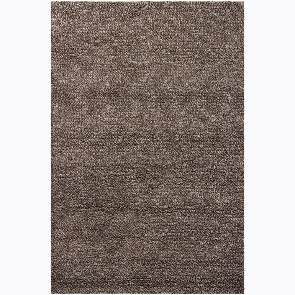 Handwoven Deep Gray Mandara New Zealand Wool Shag Rug (79 X106)