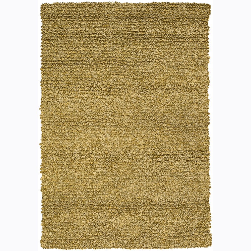 Handwoven Deep Yellow Mandara New Zealand Wool Shag Rug (5 X 76)