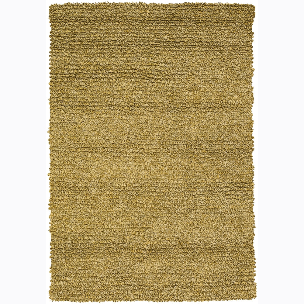 Handwoven Yellow Mandara New Zealand Wool Shag Rug (9 X 13)