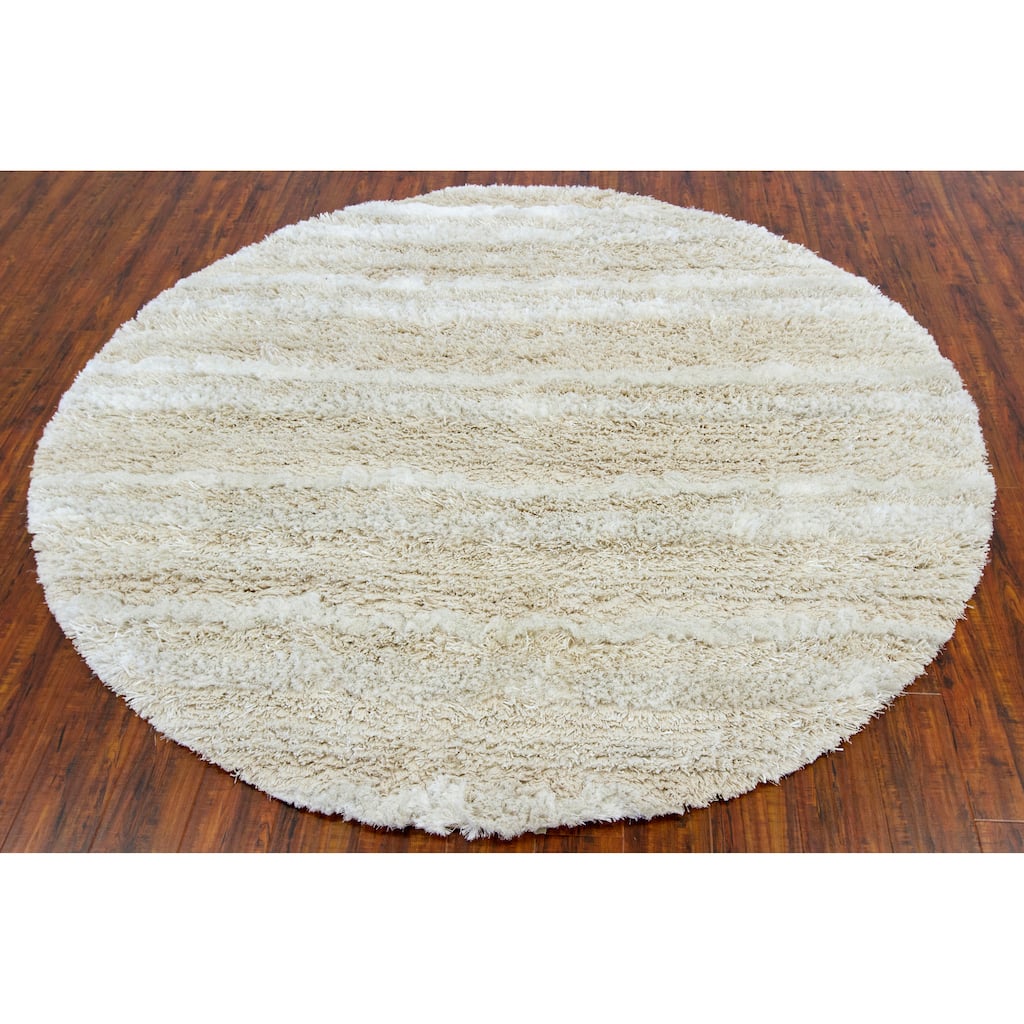 Artist's Loom Hand-woven Shag Rug (7'9 Round) - 7'9