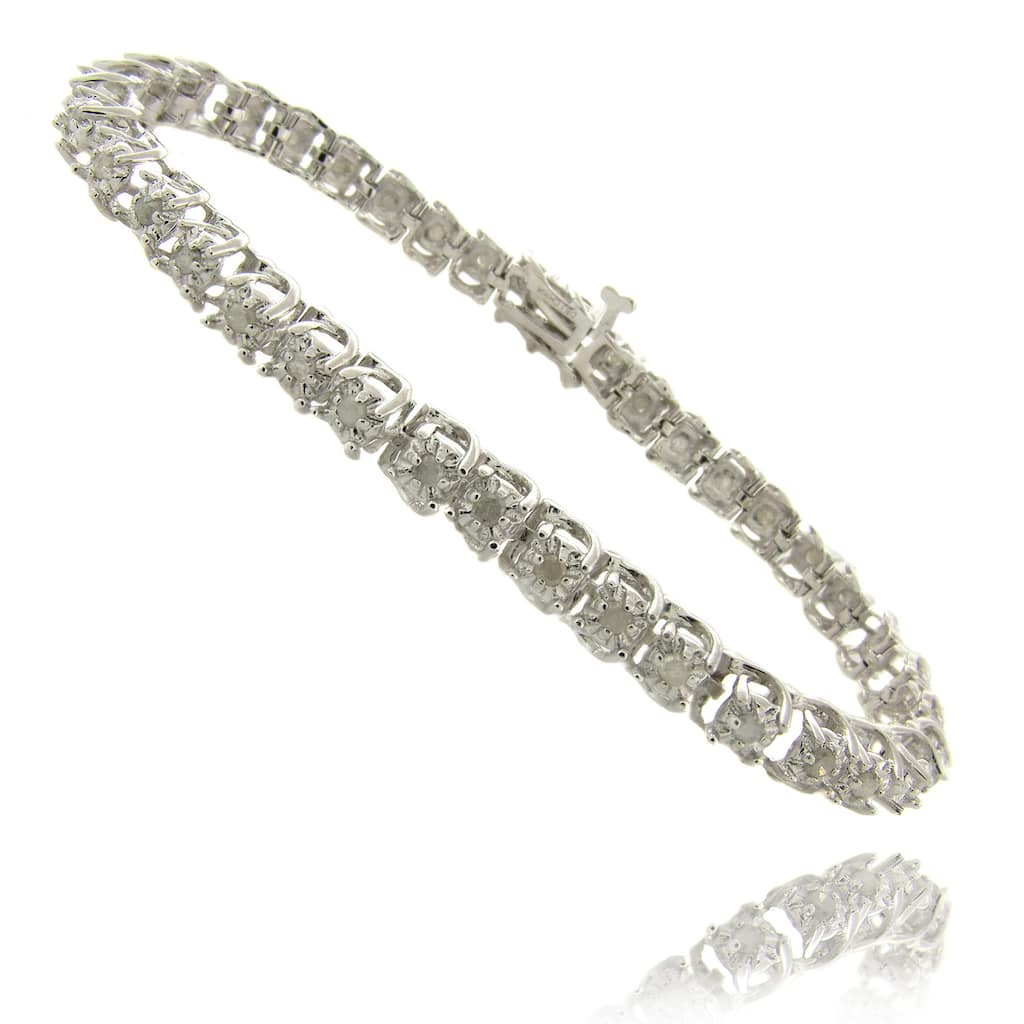 Finesque Silverplated 1 ct TW Diamond Tennis Bracelet