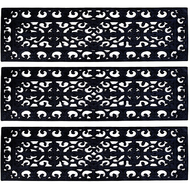 Fleur Di Lys Step Mat Recycled Rubber Doormat Set Of 3