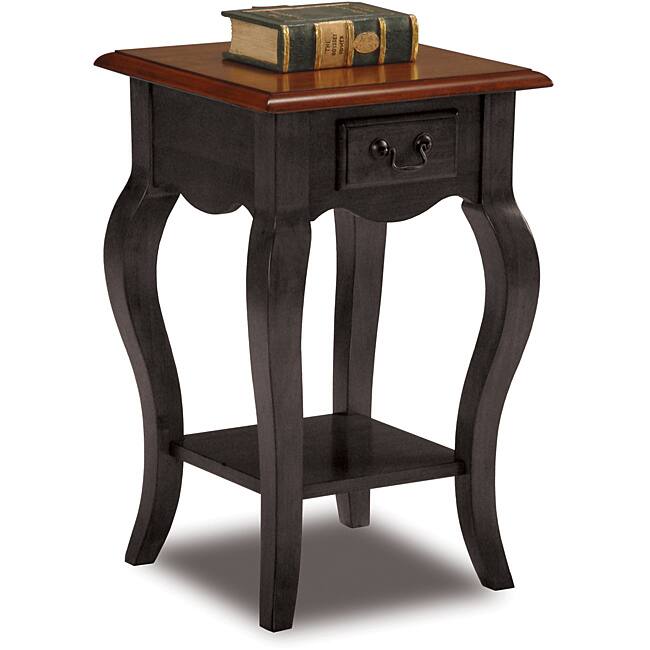 Square Slate and Brown Cherry Side Table