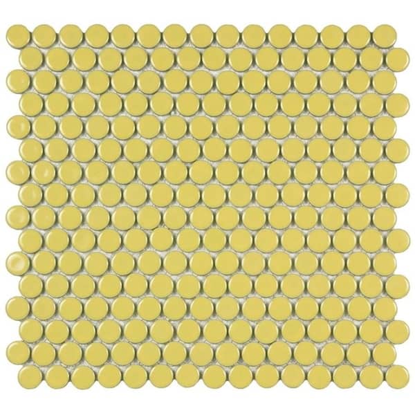 Shop Somertile 12x12 625 Inch Penny Vintage Yellow Porcelain Mosaic Floor And Wall Tile 10 Tiles 10 74 Sqft Overstock 6359109