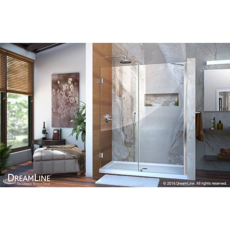 DreamLine Unidoor 53-54 in. W x 72 in. H Frameless Hinged Shower Door with Support Arm - 53" - 54" W