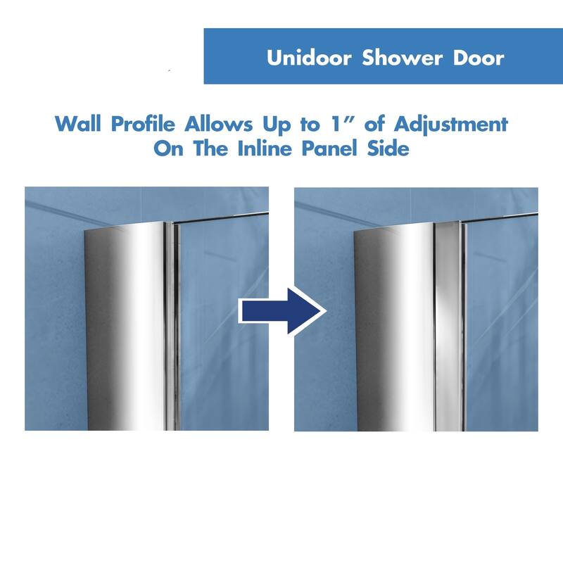 DreamLine Unidoor 53-54 in. W x 72 in. H Frameless Hinged Shower Door with Support Arm - 53" - 54" W