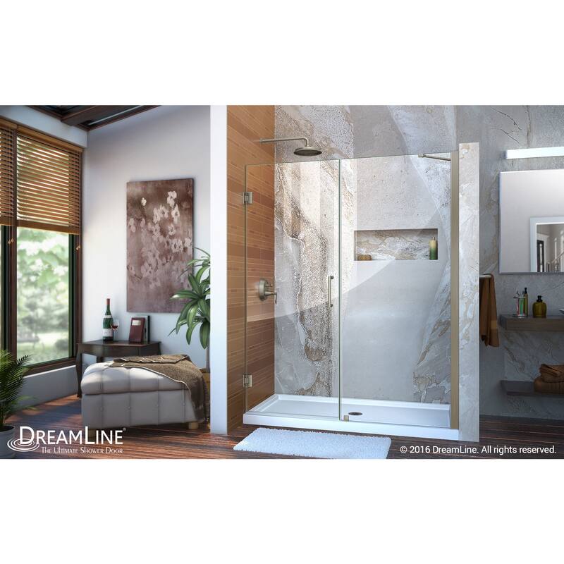 DreamLine Unidoor 53-54 in. W x 72 in. H Frameless Hinged Shower Door with Support Arm - 53" - 54" W