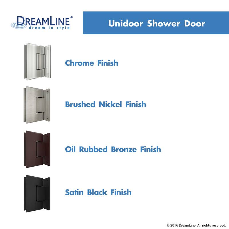DreamLine Unidoor 53-54 in. W x 72 in. H Frameless Hinged Shower Door with Support Arm - 53" - 54" W