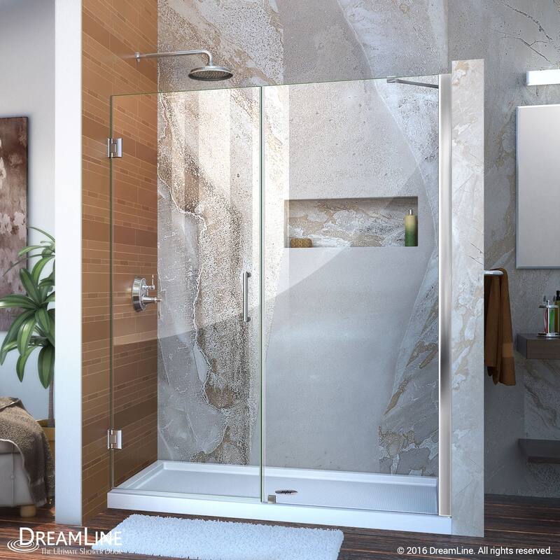 DreamLine Unidoor 53-54 in. W x 72 in. H Frameless Hinged Shower Door with Support Arm - 53" - 54" W