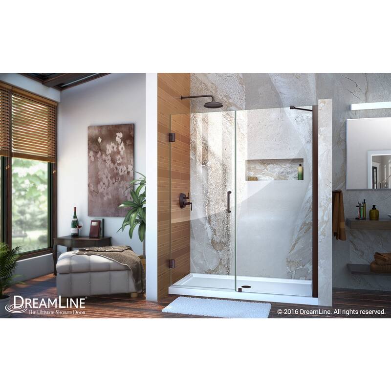 DreamLine Unidoor 53-54 in. W x 72 in. H Frameless Hinged Shower Door with Support Arm - 53" - 54" W