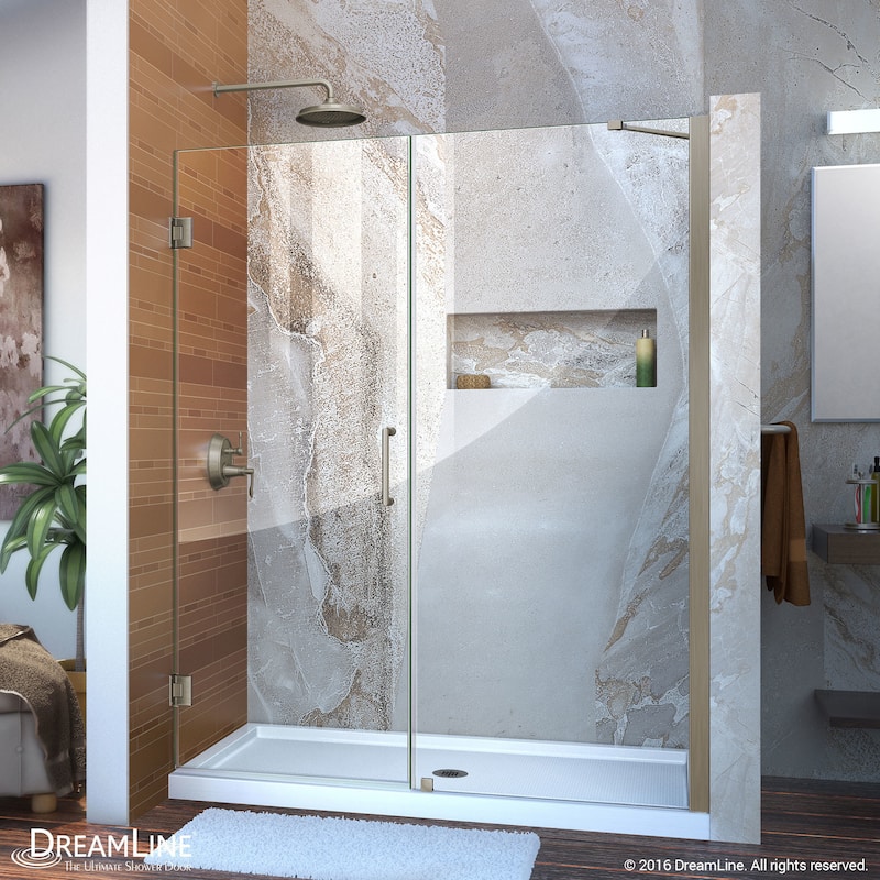 DreamLine Unidoor 53-54 in. W x 72 in. H Frameless Hinged Shower Door with Support Arm - 53" - 54" W