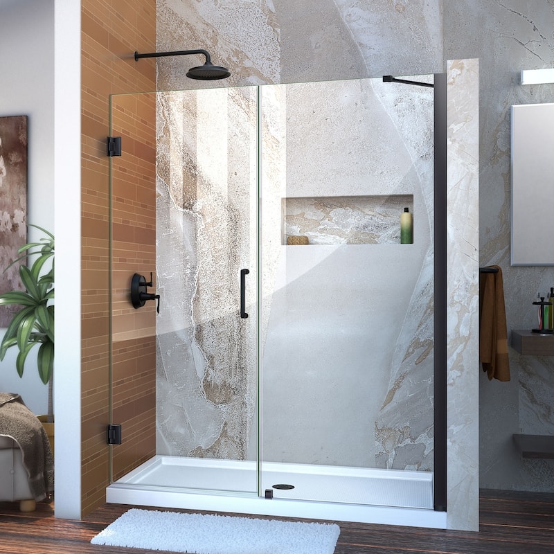 DreamLine Unidoor 53-54 in. W x 72 in. H Frameless Hinged Shower Door with Support Arm - 53" - 54" W