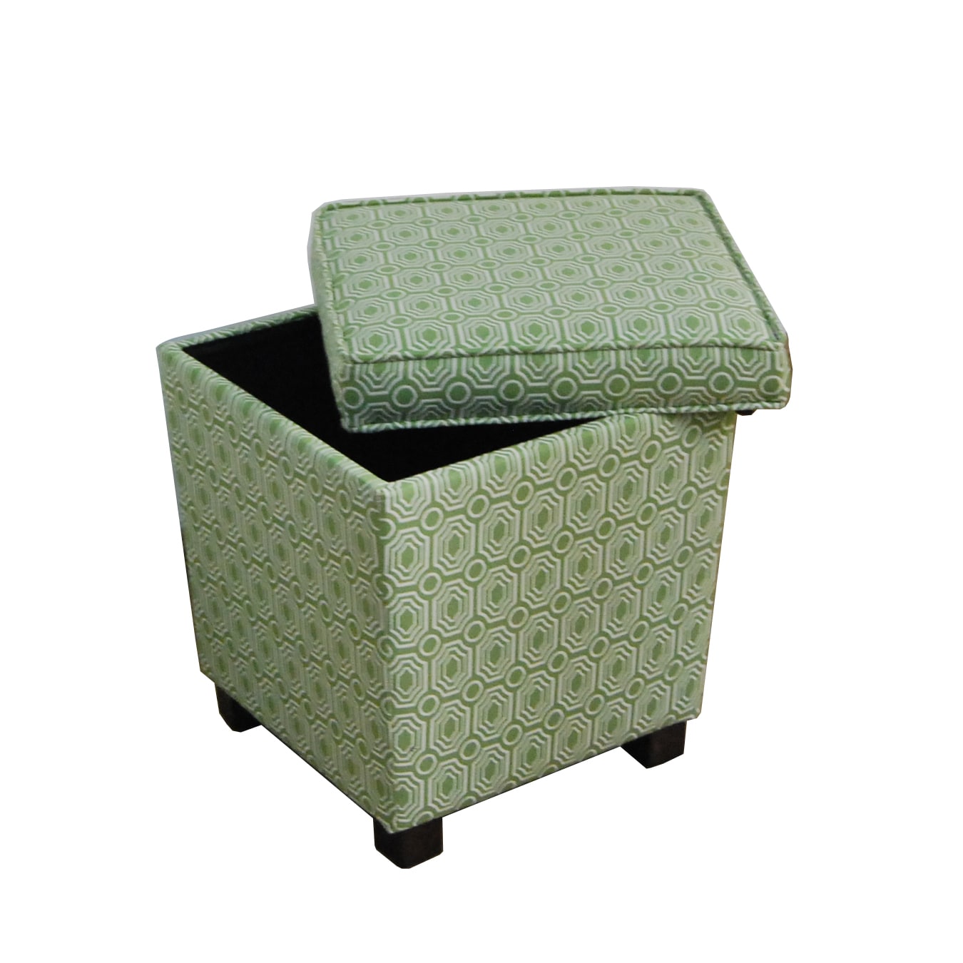 Trapezoid Spinach Geometric Fabric Storage Ottoman