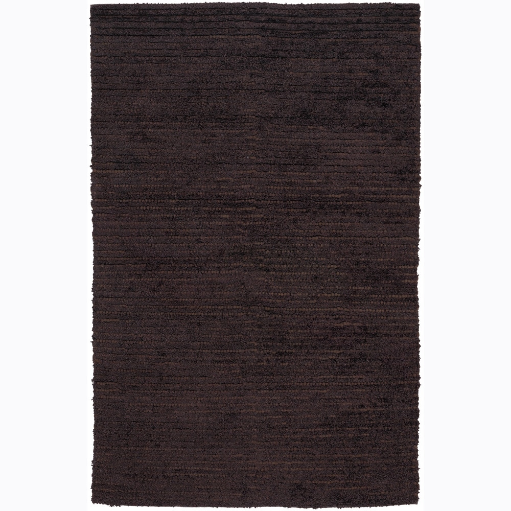 Handwoven One inch Dark Brown Mandara Shag Rug (9 X 13)