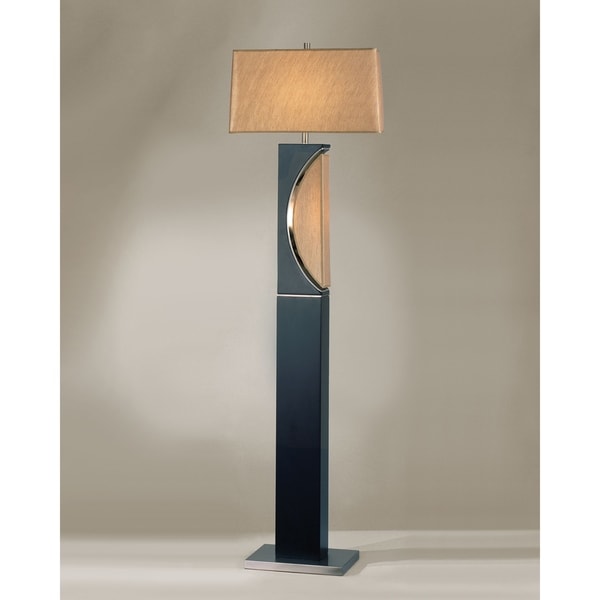 61 Inch High Modern Blue Wood Floor with Linen Shade