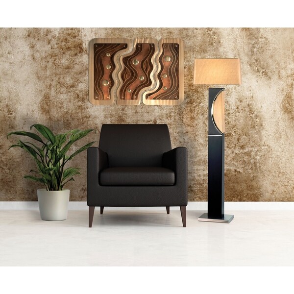 61 Inch High Modern Wood Floor Mirror with Linen Shade