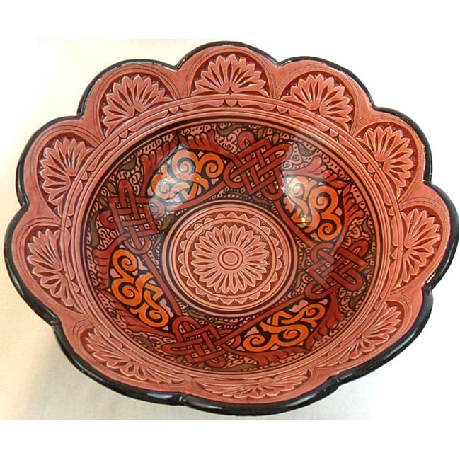 Handmade Large Engraved Ceramic Bowl (Morocco) Free Shipping Today