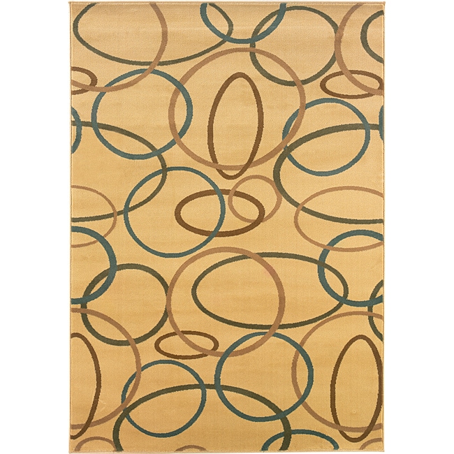 Cream/multi Circles Rug 53 X 75