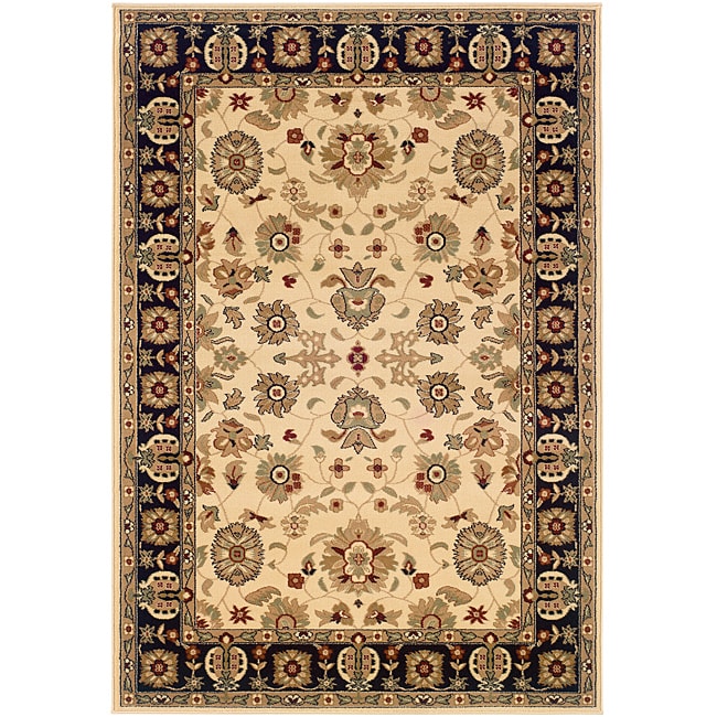 Cream/black Oriental Rug (53 X 75)