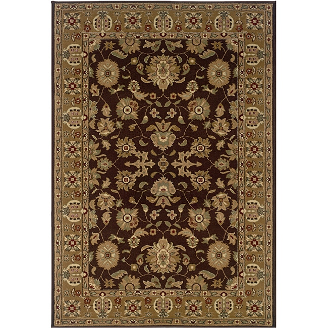 Brown/ Gold Oriental Rug (7'9 x 9'9)
